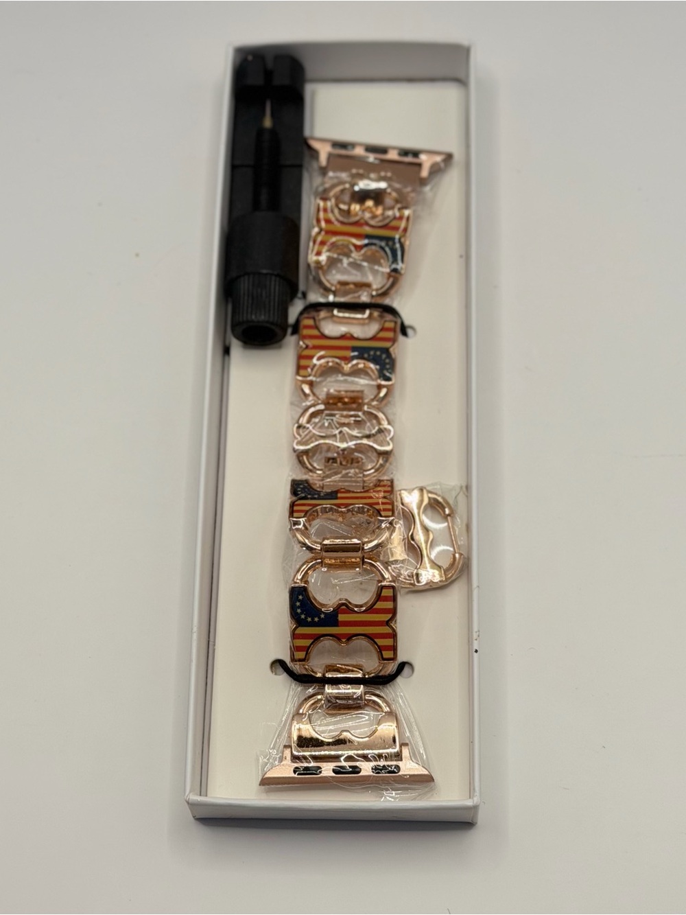 Apple Watch Band Stainless Steel, New, American Flag, 38/40/41mm